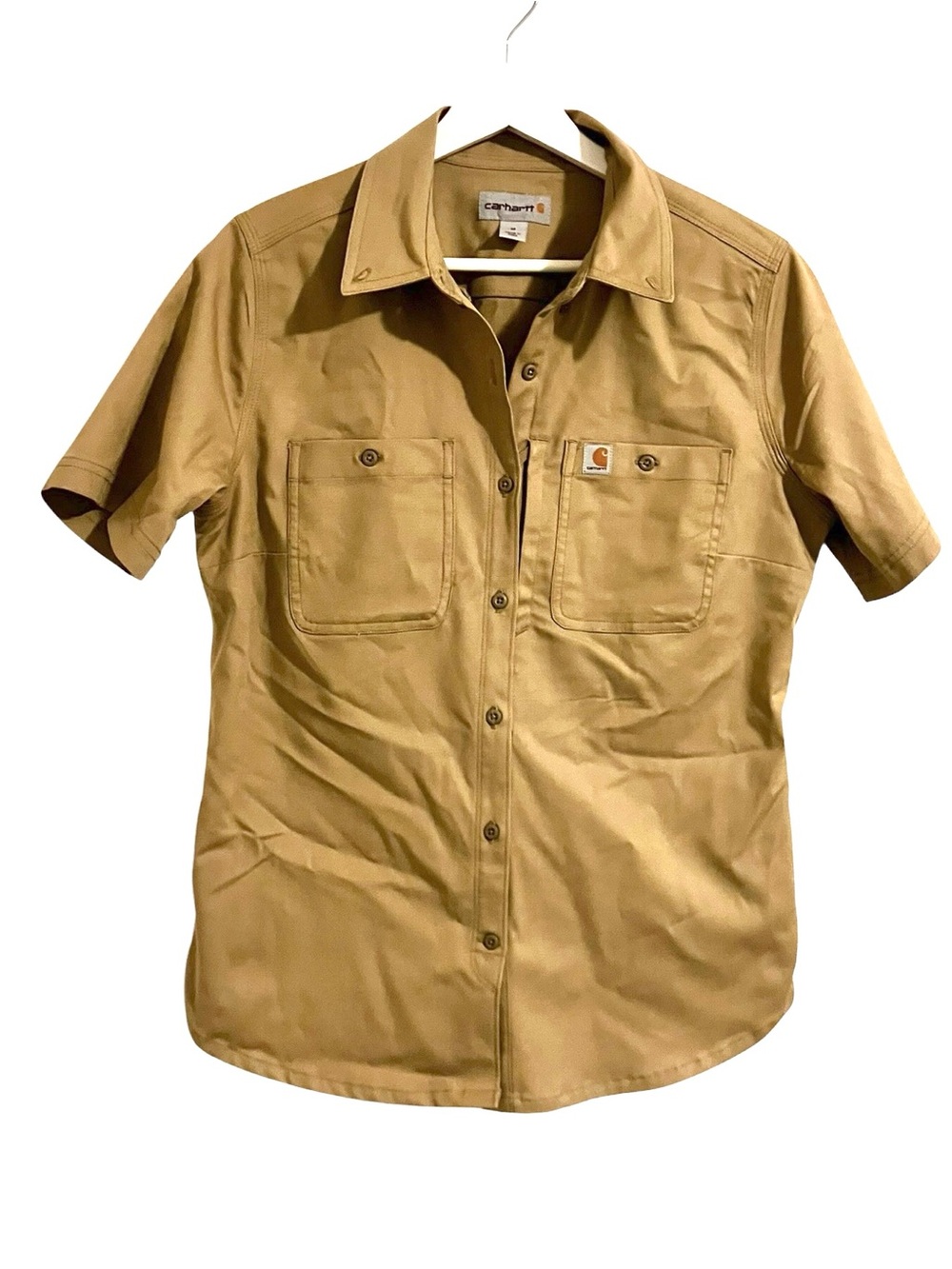 Carhartt Women’s Khaki/Tan Lightweight Short Sleeve Button Up Utility Shirt